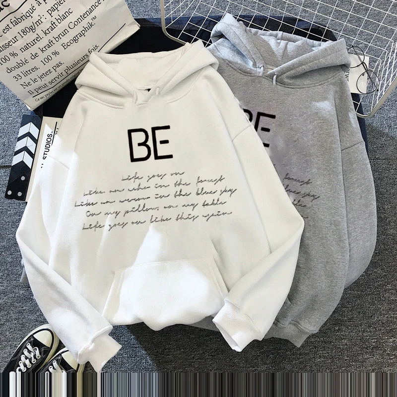 

Harajuku Hoodies New Album BE Printed Kpop Korean Style Loose Sweatshirt Korean Fashion Hip Hop Pullover All-match Women Hoodies