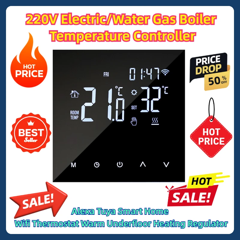 220 В электрический/водяной газовый котел регулятор температуры Alexa Tuya умный дом