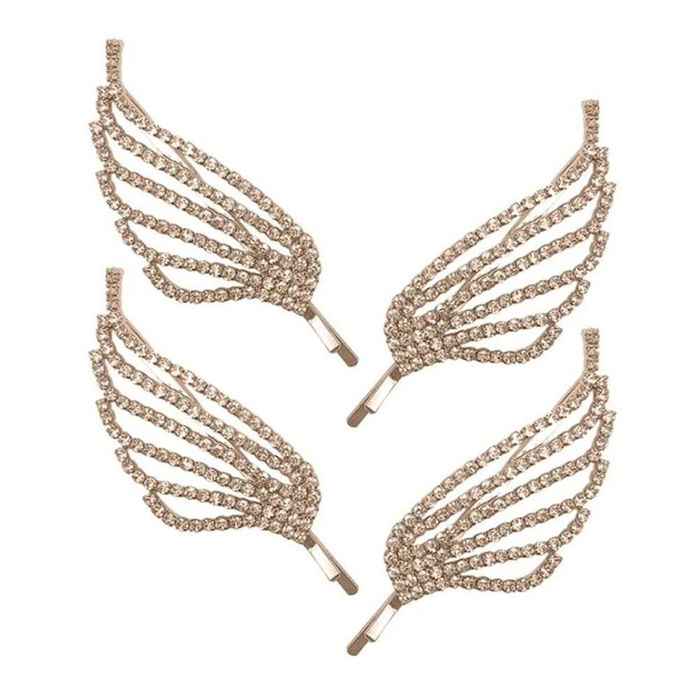 

4Pcs Crystals Hair Clips Rhinestones Barrette Bridal Hair Piece