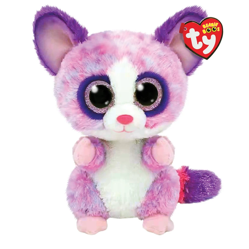 New Ty Beanie Boos Becca PINK BUSH BABY Kawaii Shiny Big Eyes Children Plush Toy Soft Doll Boy Girl Birthday Gift 15cm