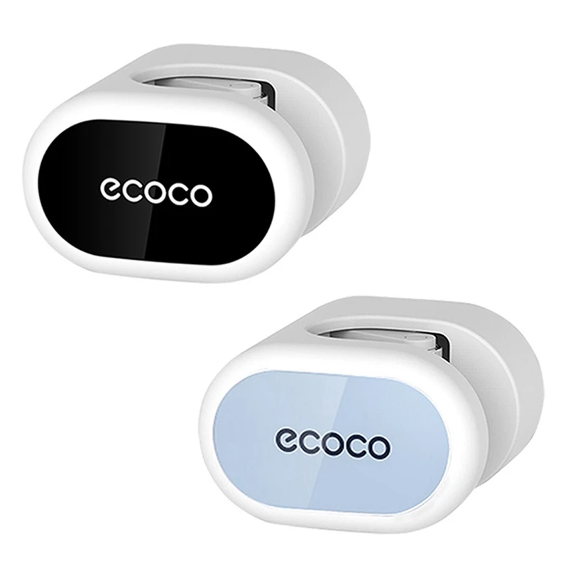 

2X Ecoco Mop And Broom Holder Perforated Free Wall-Mounted Mop Holder Storage Rack Black & Blue