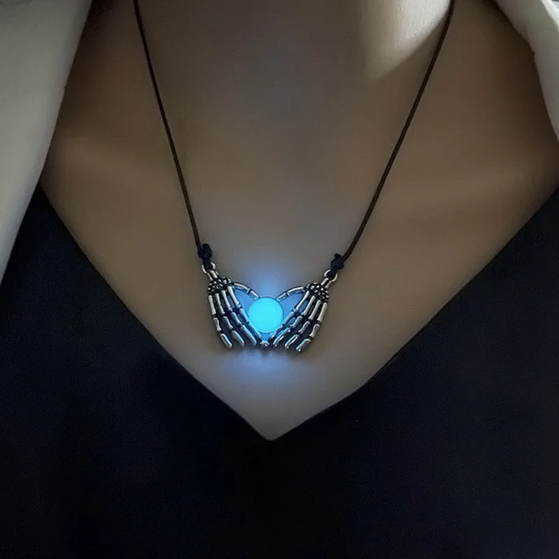 Модный женский чокер на цепочке в стиле Хэллоуин Череп ладонь сердце