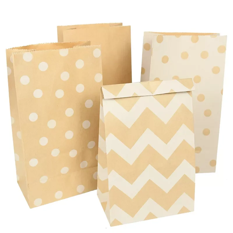 

NEW2022 10pcs Kraft Paper Bag Biscuit Candy Food Cookie Snack Baking Treat Bags Wedding Birthday Party Christmas Gift Packaging