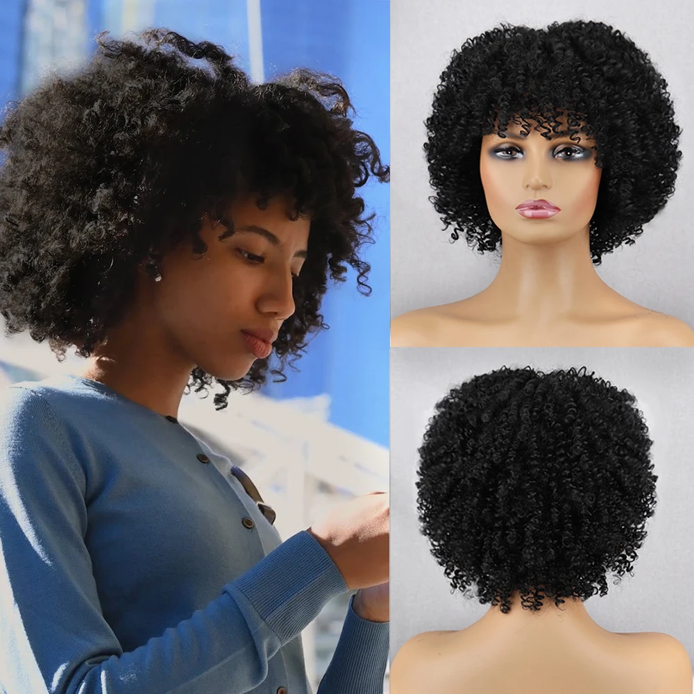 

Black Wigs African Curl African American Women's Short Curly Wig Daily Party High Temperature Fiber Synthetic Wig