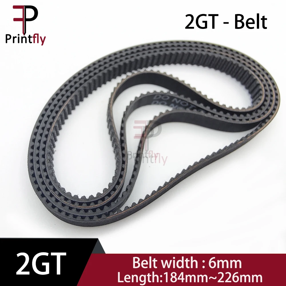 

Printfly 2GT 2M GT2 Timing belt Pitch length ​184/186/188/190/192/194/196/198/200~218/220/222/224/226 Width 6mm Rubber closed