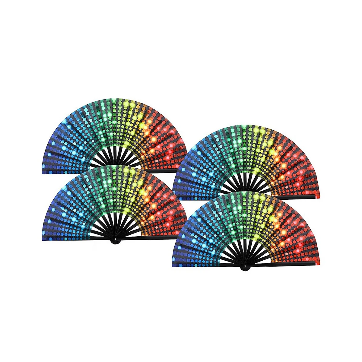 

4 Pcs Foldable Fan Rainbow Sequins Pride Handheld Fan for Adults Drag Queen Festival Fan Chinese Folding Hand Fan