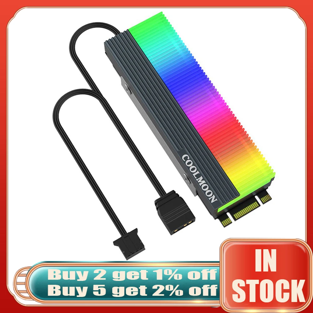 Радиатор CoolMoon M2, 5 В, 3 контакта, ARGB NVME NGFF M.2 2280