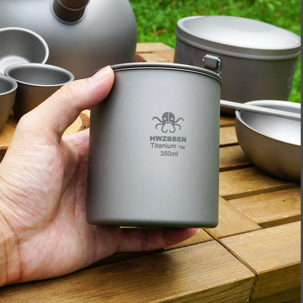 

Outdoor Titanium Cup 350ml with Lid Lightweight Water Cup Tourist Tableware for Camping Equipment Travel Fishing Hiking Supplies