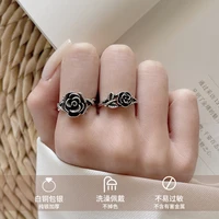 vintage thai silver flowers open rings copper with silver plated adjustable ring retro jewelry for women statement jewelry