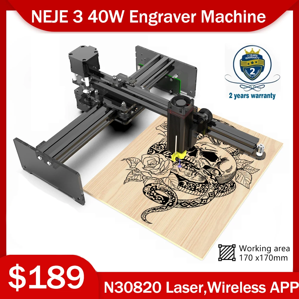 NEJE 3 40W Laser Engraver Desktop CNC Router Laser Engraver Machine 5.5-7.5W Output Woodworking Printer Mark Wood Cutter Machine