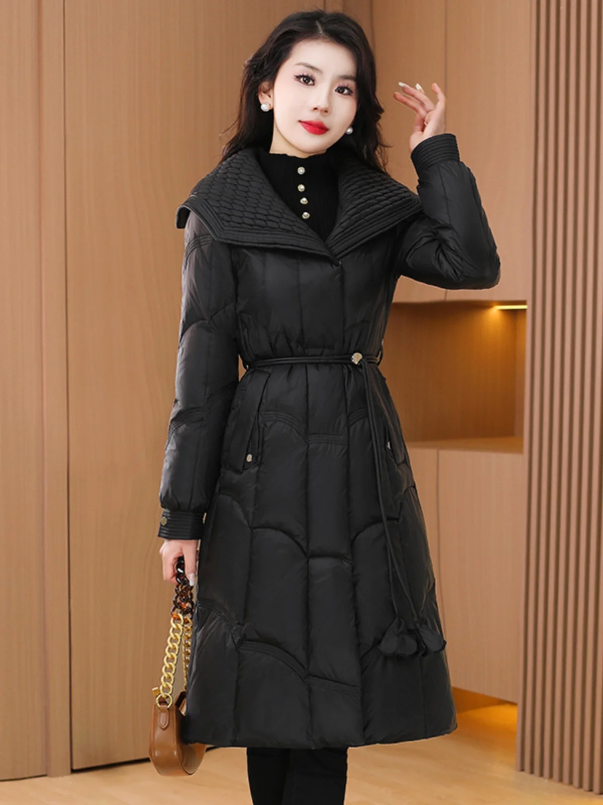 Пуховик Jiujiang зимняя женская куртка 2024 новая мода в стиле вестерн Sle Mother элитная