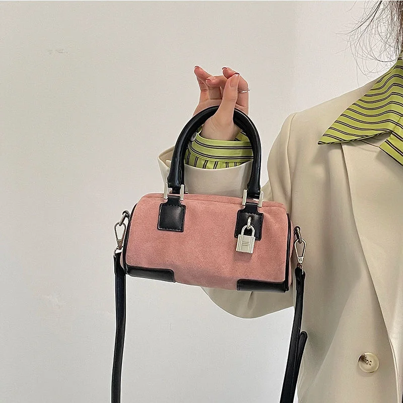 

Модная милая розовая сумка Kawaii, Замшевая сумка через плечо, сумки через плечо, сумка для хранения, женская сумка через плечо с металлическим замком, сумка-тоут