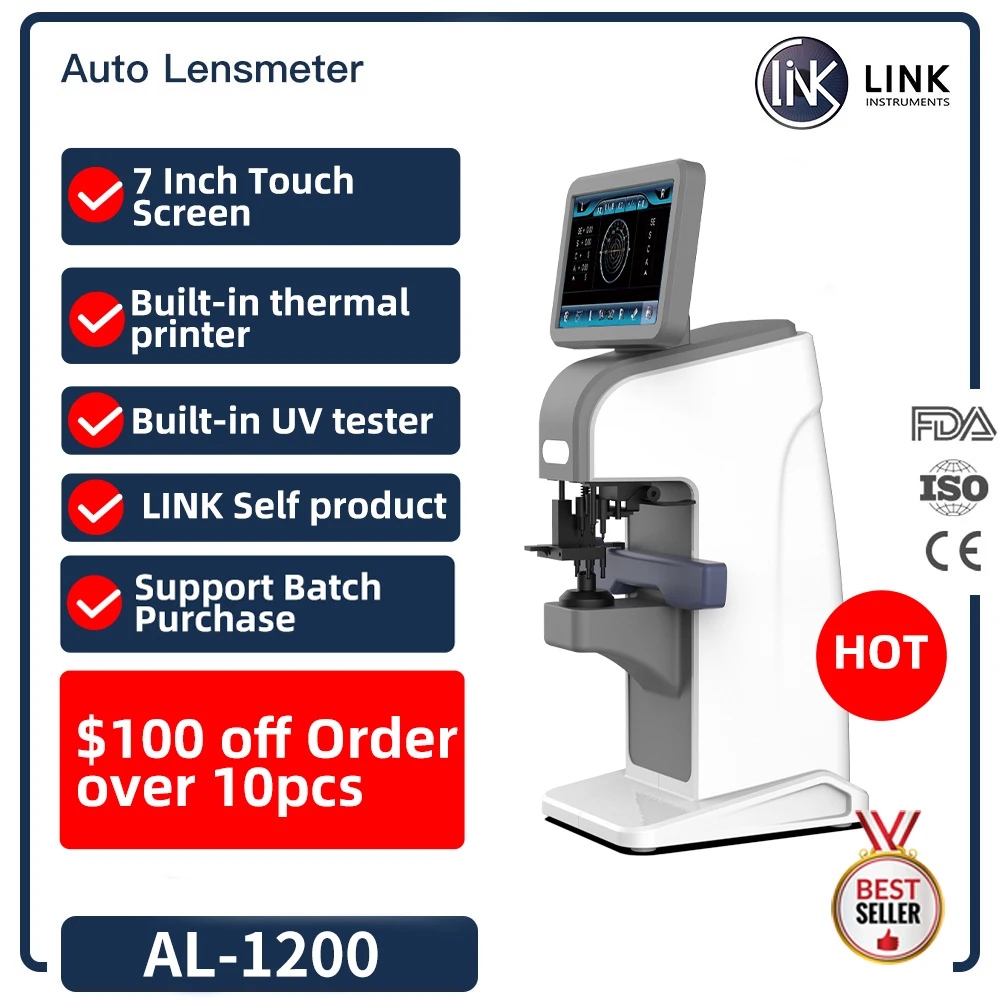 

LINK Brand Lensometer Digital Auto Lens Meter 7 Inch Touch Screen Uv Pd Printing Focimeter AL-800/1200