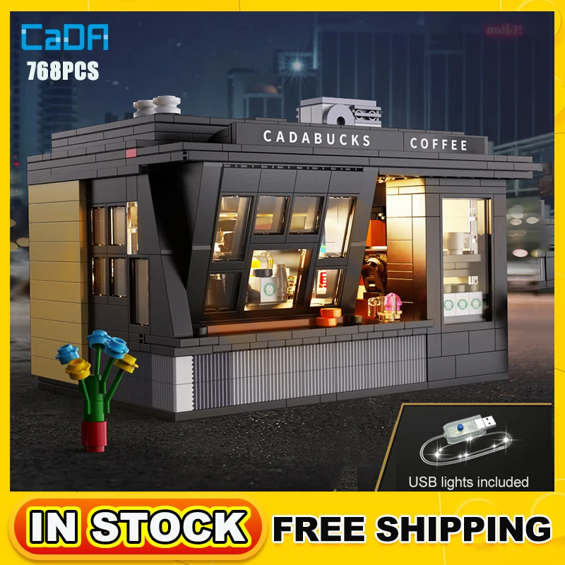 

Cada Coffee Shop Street View Building Blocks Cafe Model Moc Idea City Construction Set Bricks House Assembling Toys Kids Gifts