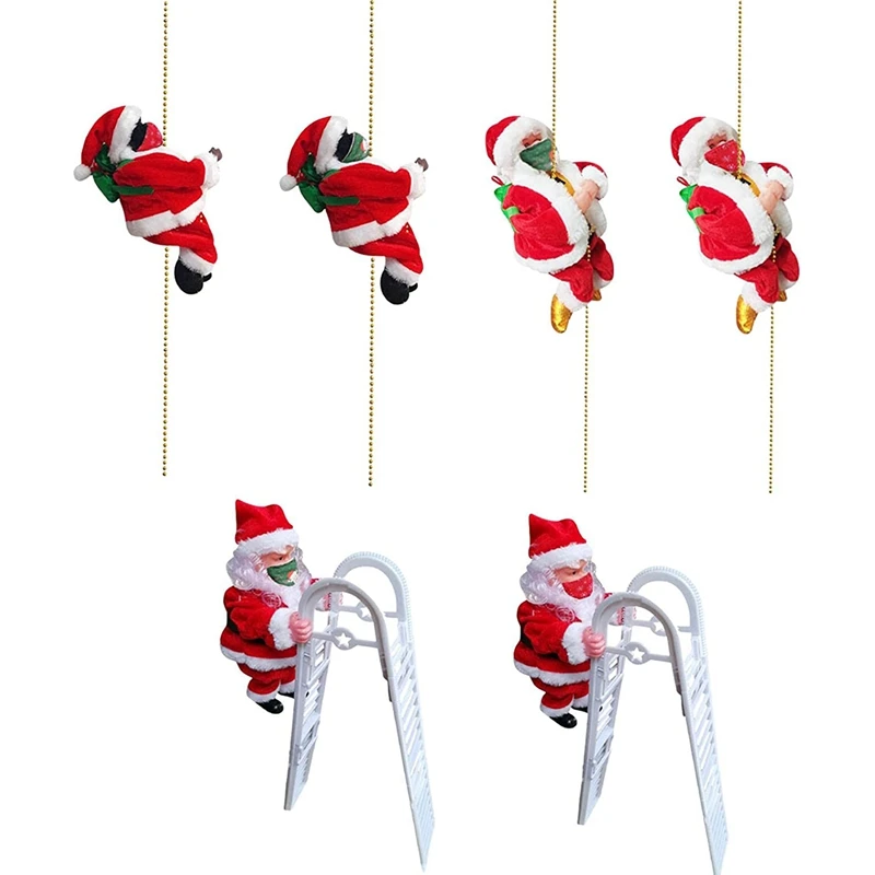 

Climbing Santa Claus Decoration And Mask Christmas Ornament Gift Climbing Up And Down Electric Climbing