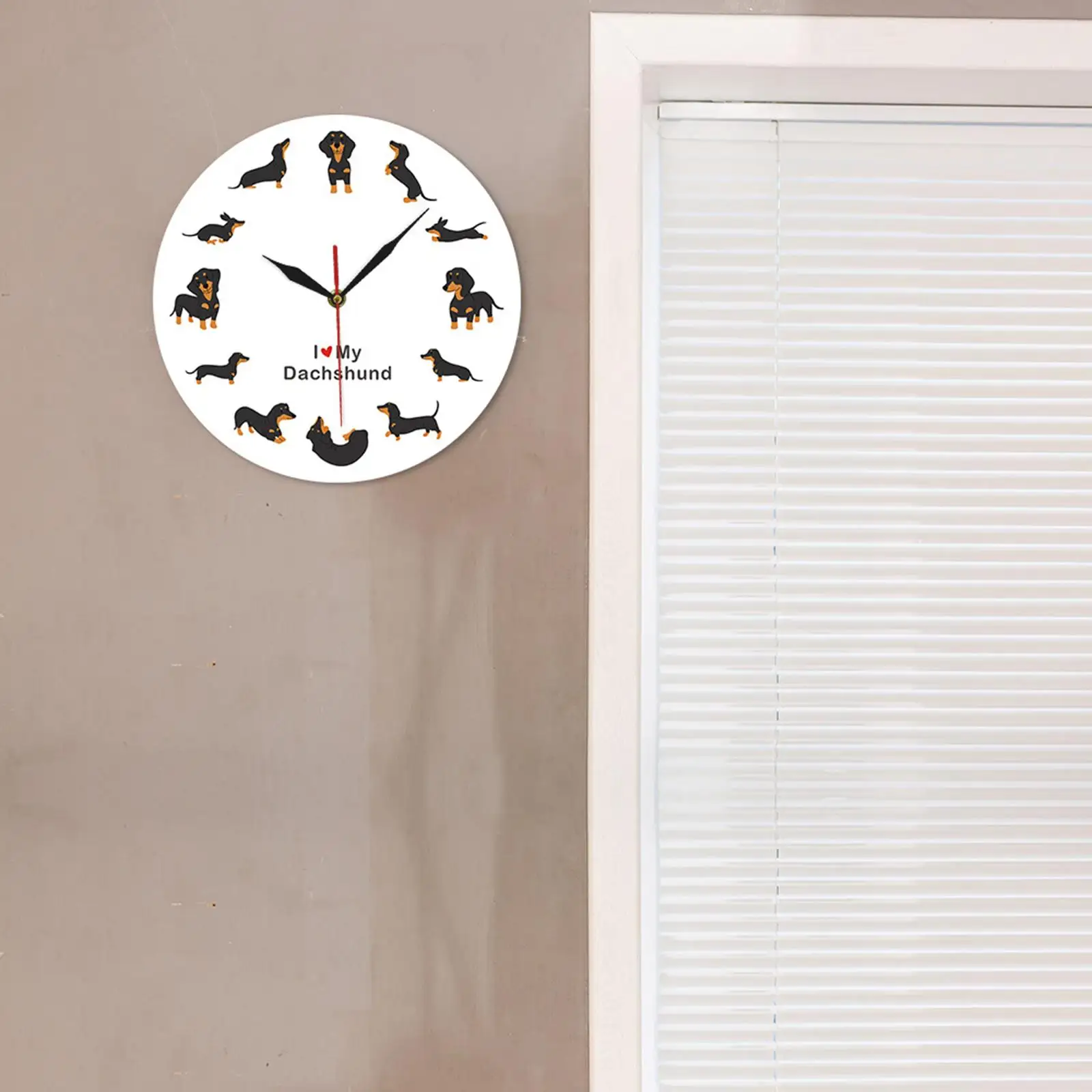 

Настенные часы 12 дюймов такса тема круглая декоративная для спальни кухни школы дома