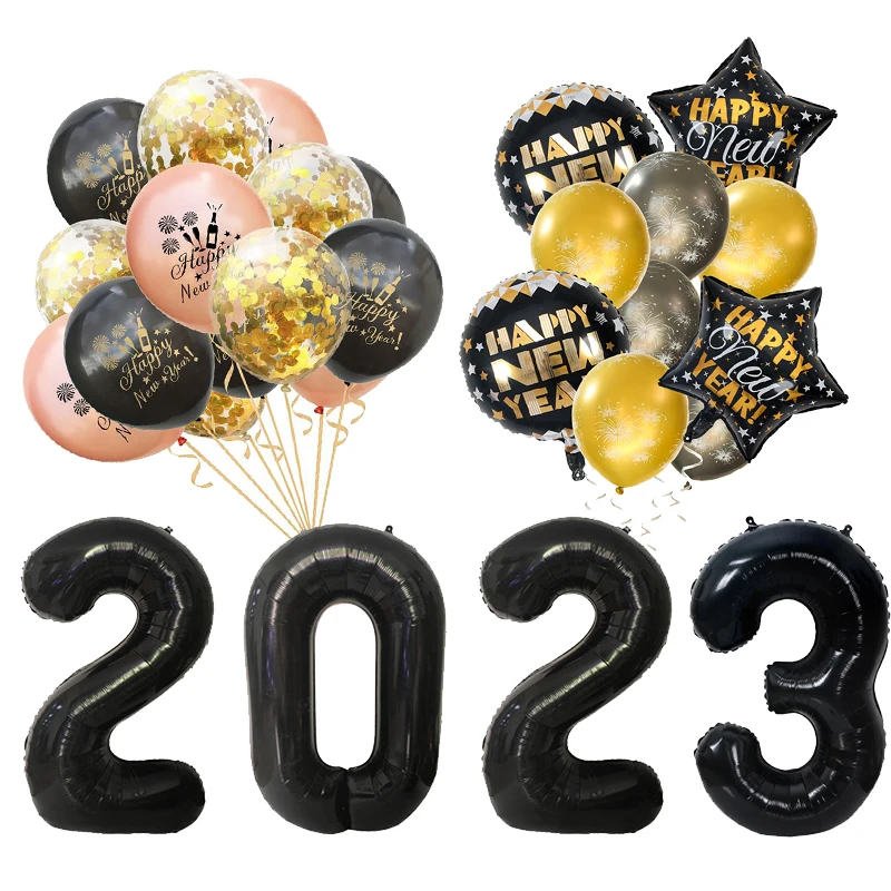 

2023 Happy New Year Decorations Wine Bottle Foil Balloons Merry Christmas Decorations Party Confetti Air Ballons New Year EVE