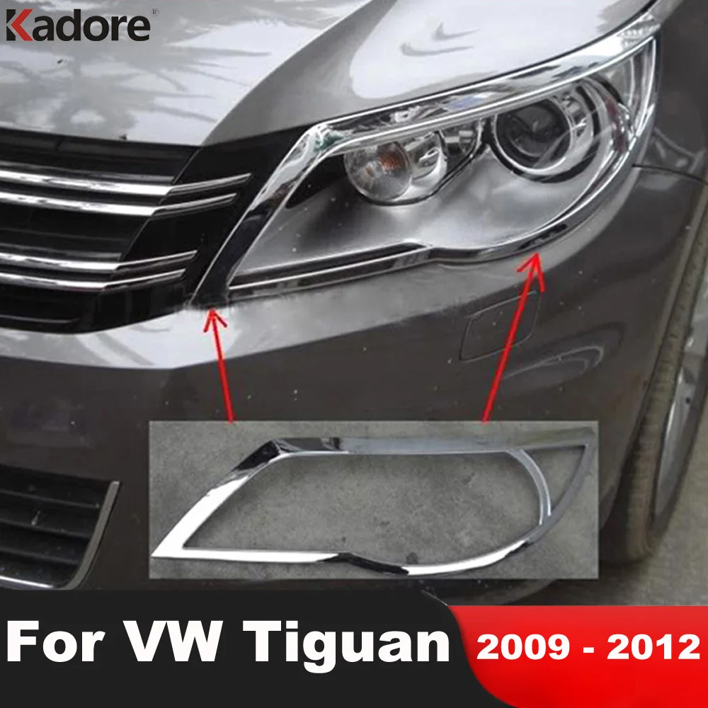 

Front Headlights Lamp Cover Trim For Volkswagen VW Tiguan 2009 2010 2011 2012 Chrome Car Head Light Trims Exterior Accessories