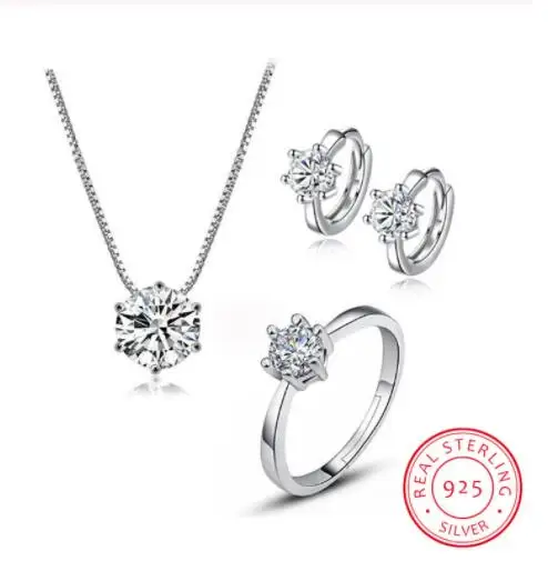 Ювелирный комплект с шестью когтями из муассанита и бриллиантов стерлинговое