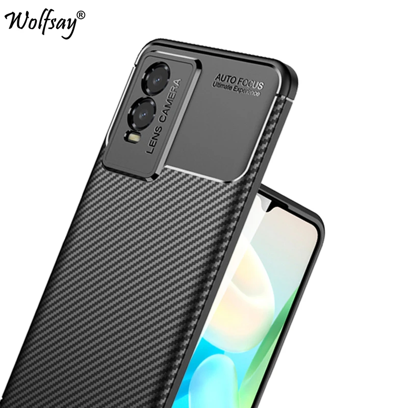

For Vivo Y76 5G Case Silicon Carbon Fiber Cover For Vivo Y21S Y31 Y51 Y33S Y11S Y52S Y20i Y20S V21 Y76 5G Case For Vivo Y76 5G