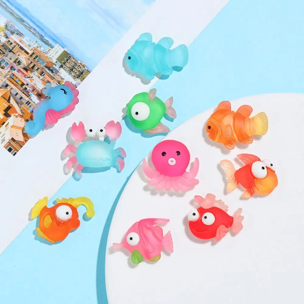 

10pcs Colorful Resin Fish Crab Seahorse Squid Styles Ocean Animal Flatback Cabochon Scrapbook Craft DIY Accessory