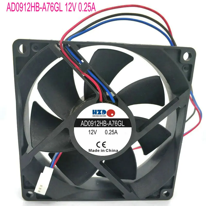 

9CM AD0912HB-A76GL 9225 12V 0.25A 3WIRE Cooling fan 92*92*25mm laptop heat skin