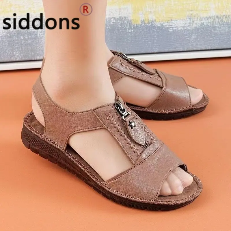 Fashion PU Zipper Shoes Women's Casual Sandals 2023 Summer Women's Fish Mouth Platform Sandals Shoes For Women  Mainland China