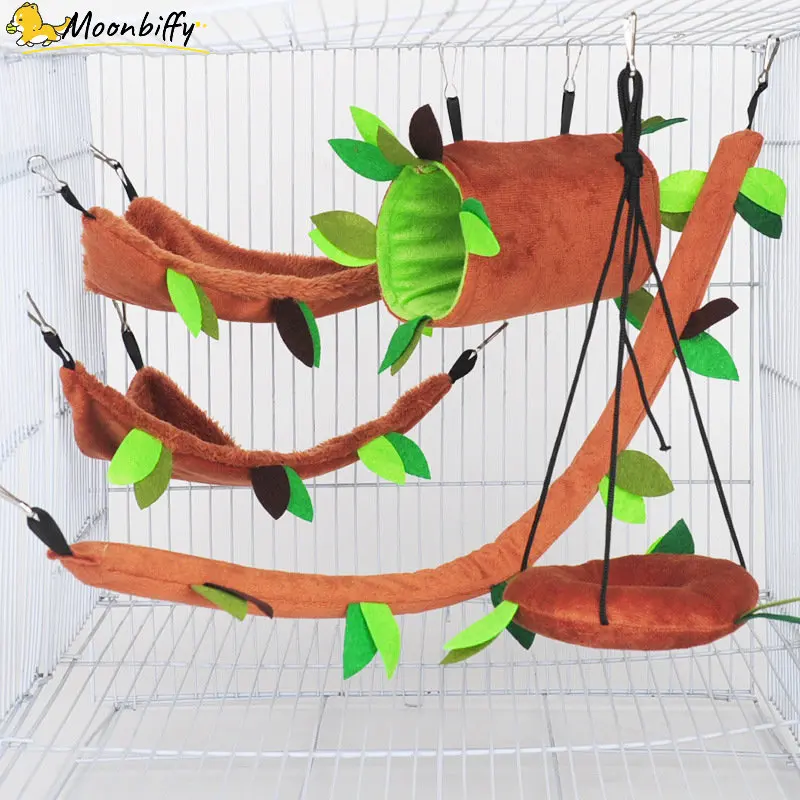 Cute Plush Cotton Hamster Hammock Hammock for Rats Rodent Small Animal Guinea Pig Ferret Double-layer Nests Pets Supplies