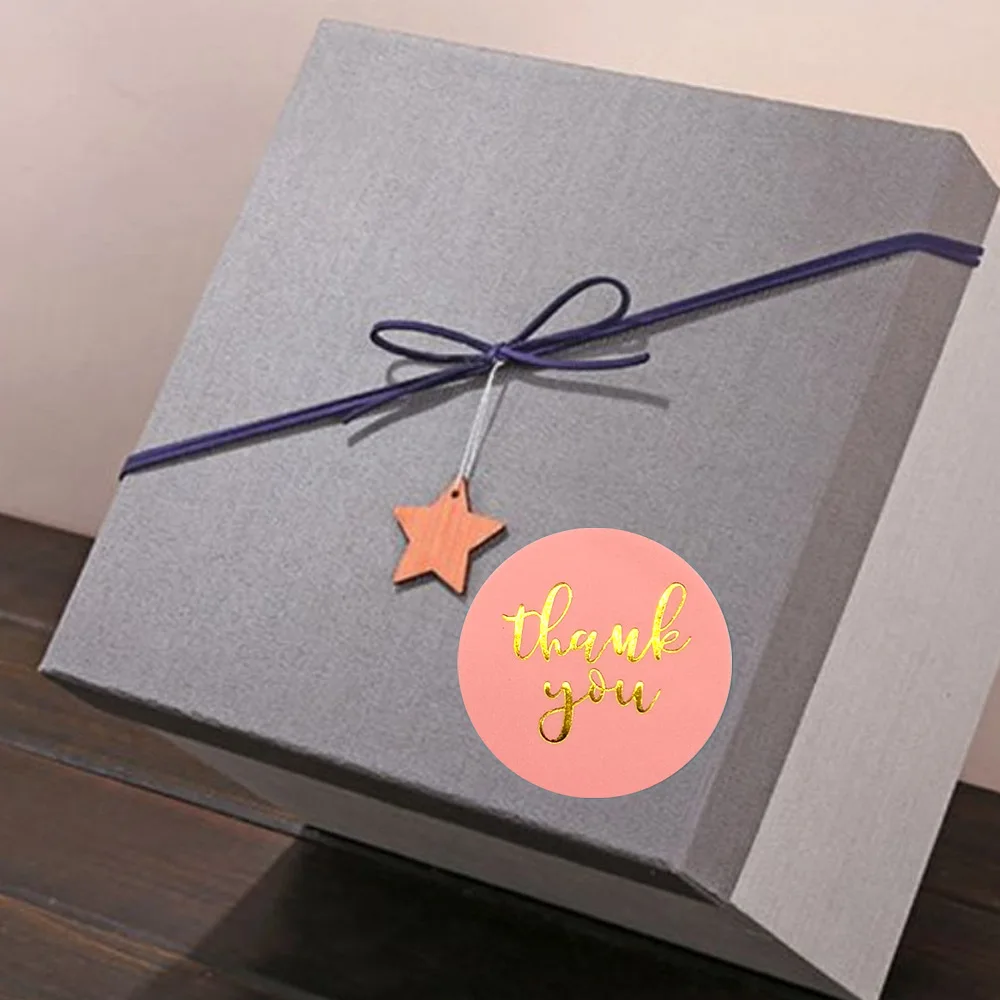 Pink label paper 500pcs 1inch Thank You Sticker Seal Labels Christmas Gift Decoration for Package Stationery |