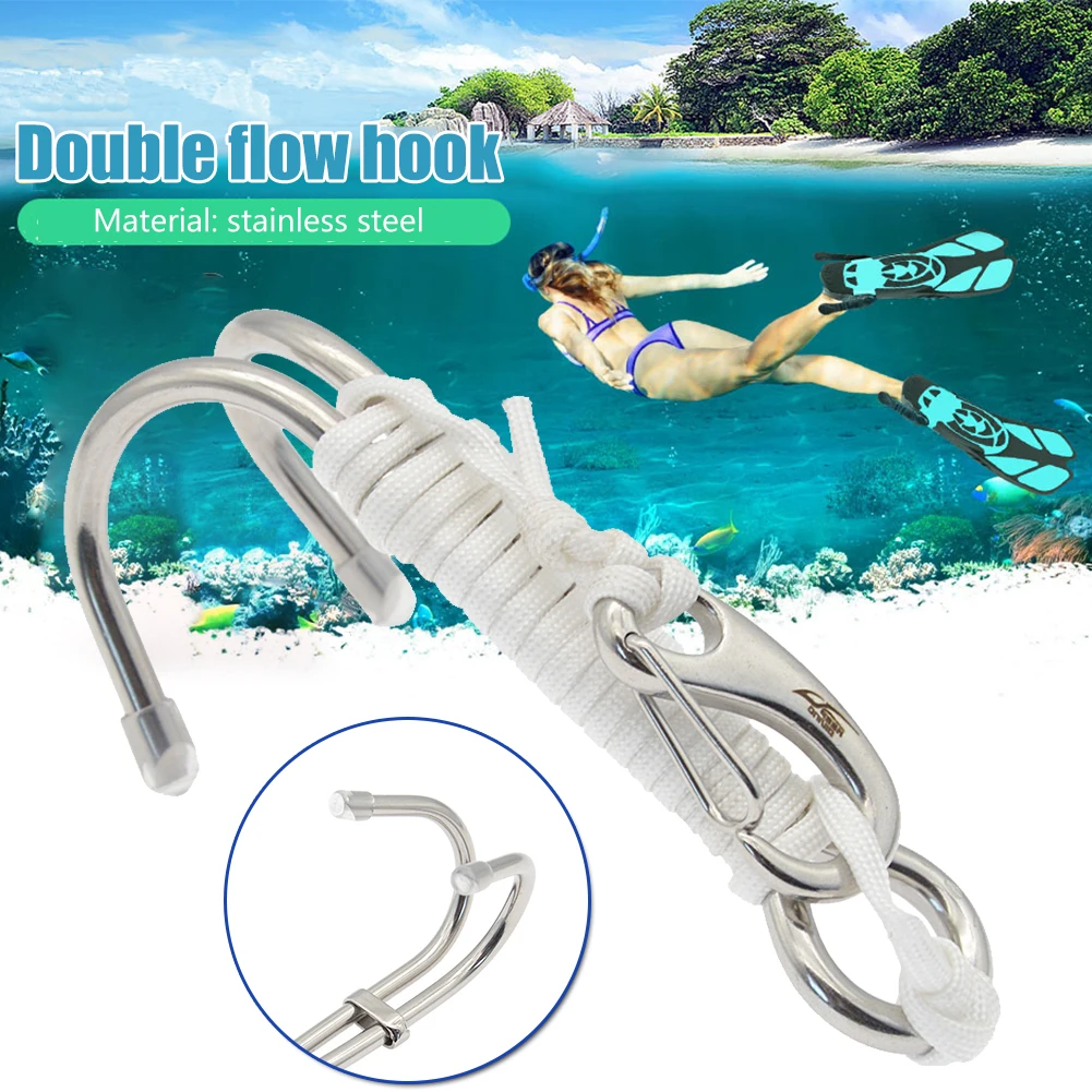 

Double Head Diving Clips Hook Portable Stainless Steel Dive Underwater Hook Wear-Resistant Corrosion-Resistant Outdoor Equipment