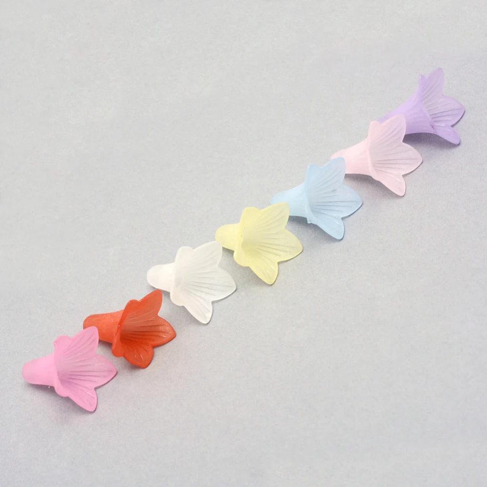 

50pc Transparent Acrylic Beads Frosted Flower Mixed Color 22.5x22x22mm Hole: 2mm