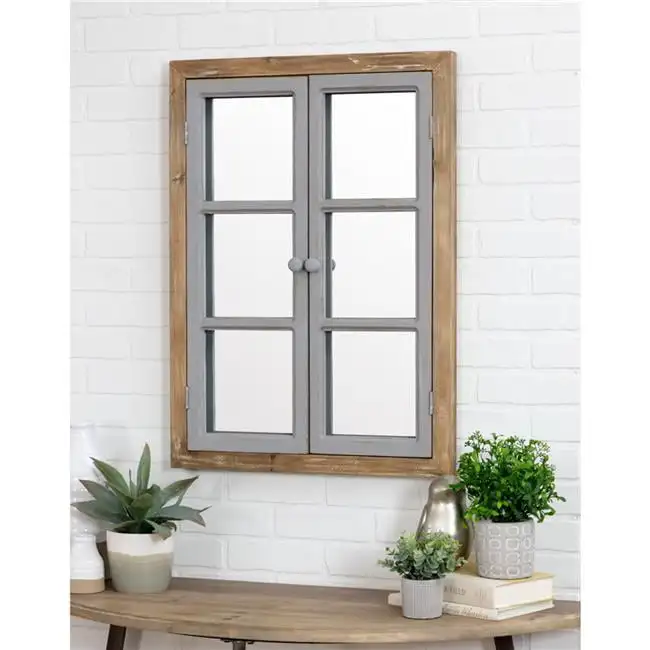 

Window Pane Wood Rustic Mirror, 31