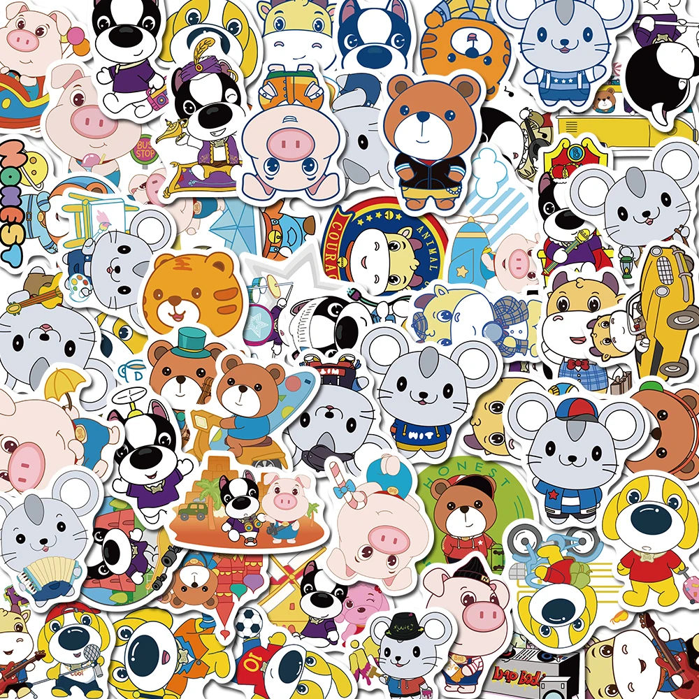 

10/57PCS Cartoon Animals Stickers Cute Kawaii Vintage DIY Kids Notebook Luggage Motorcycle Laptop Refrigerator Decals Graffiti