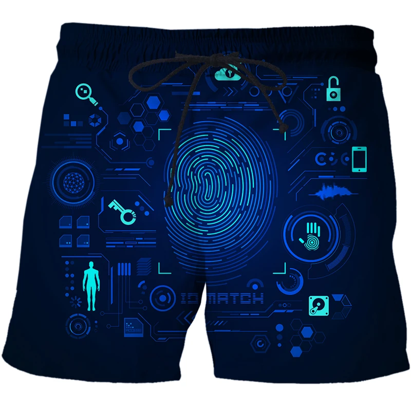 2022 Summer New 3D Men Shorts AI technology data pattern Swimming Trunks Mens Beach Pants Fashion Hot Male Swimsuit Pants
