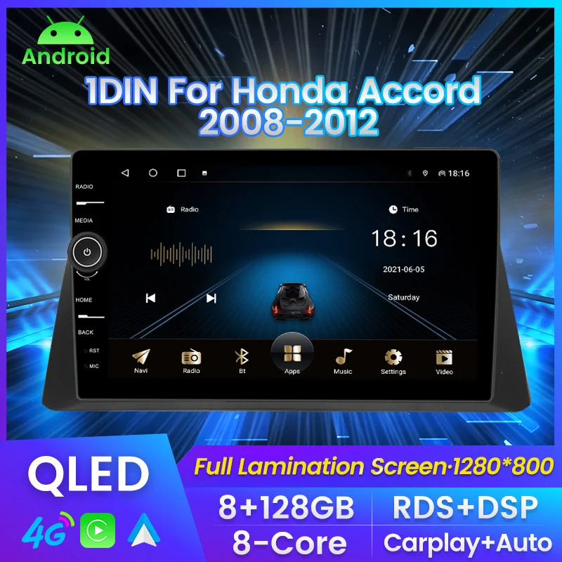 

Android11 8 + 128G 10-дюймовый QLED экран автомобильное радио стерео 1DIN для Honda Accord 2008-2012 мультимедийный плеер головное устройство WIFI 4G DSP RDS