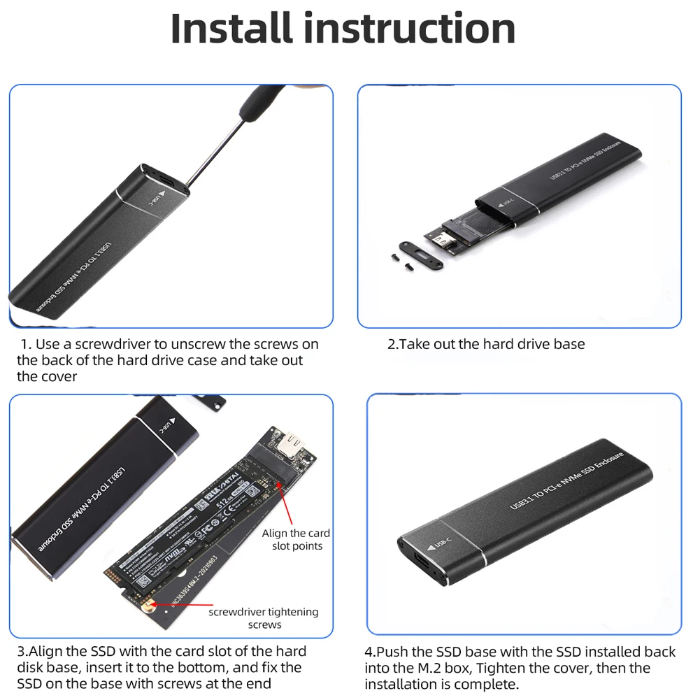 Чехол для M2 SSD NVMe 10 Гбит/с с M.2 на USB Type C 3 1 адаптер 2230 2242 2260 2280 NVME PCIE чехол SSD-диска |