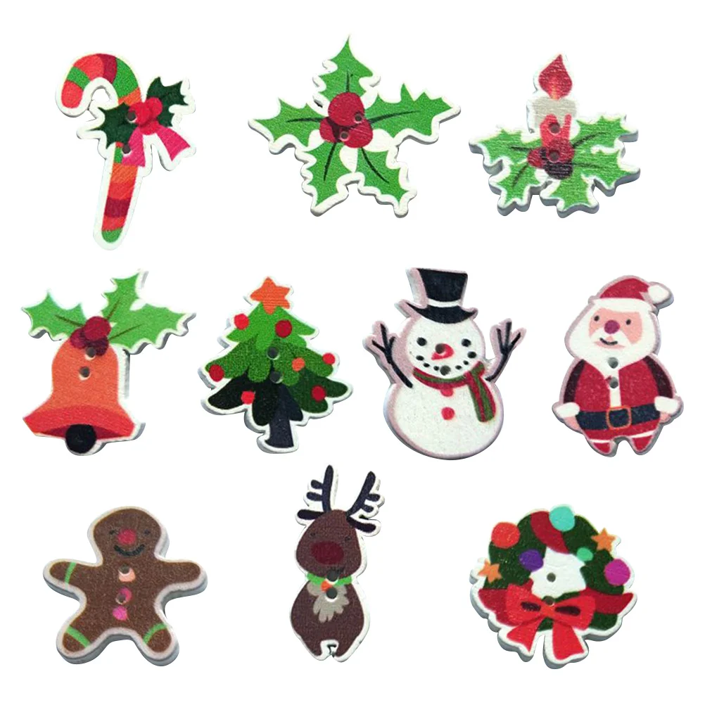 

Button Christmas Buttons Decoration Craft Knitting Candy Cane Wreath Ornament Wood Embellishments Santa Diy Snowman Scrapbooking