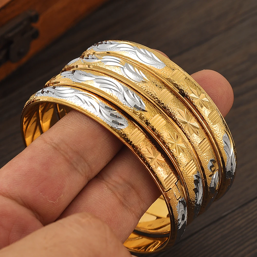 

8MM65MM Dubai India Gold Bangle Women Men African European Ethiopia Girls Lady Wedding Bridal Jewelry Bride Bangles Gift