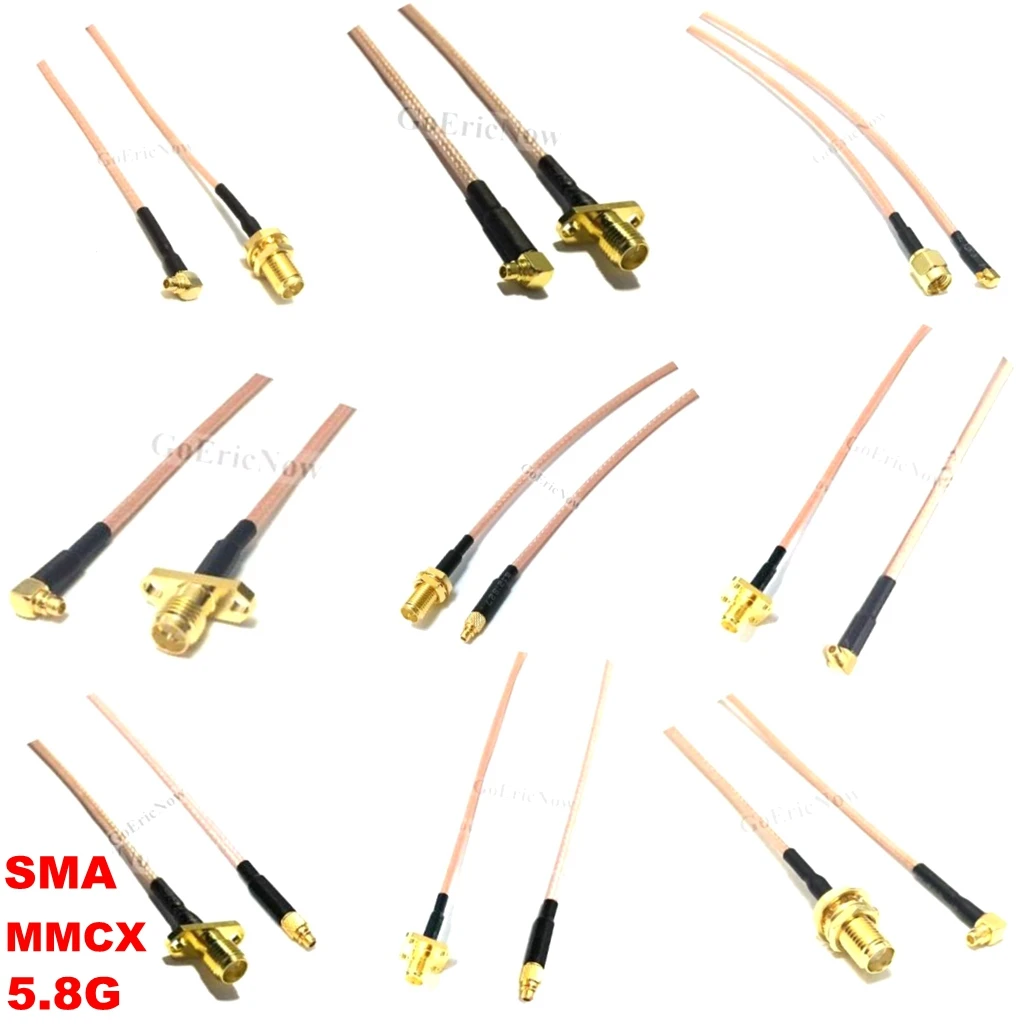 5.8GHz VTX MMCX Angel / Striaght to SMA Female RP-SMA Adpater Linear Antenna Flange Connector Cable for PFV RC Parts - купить по