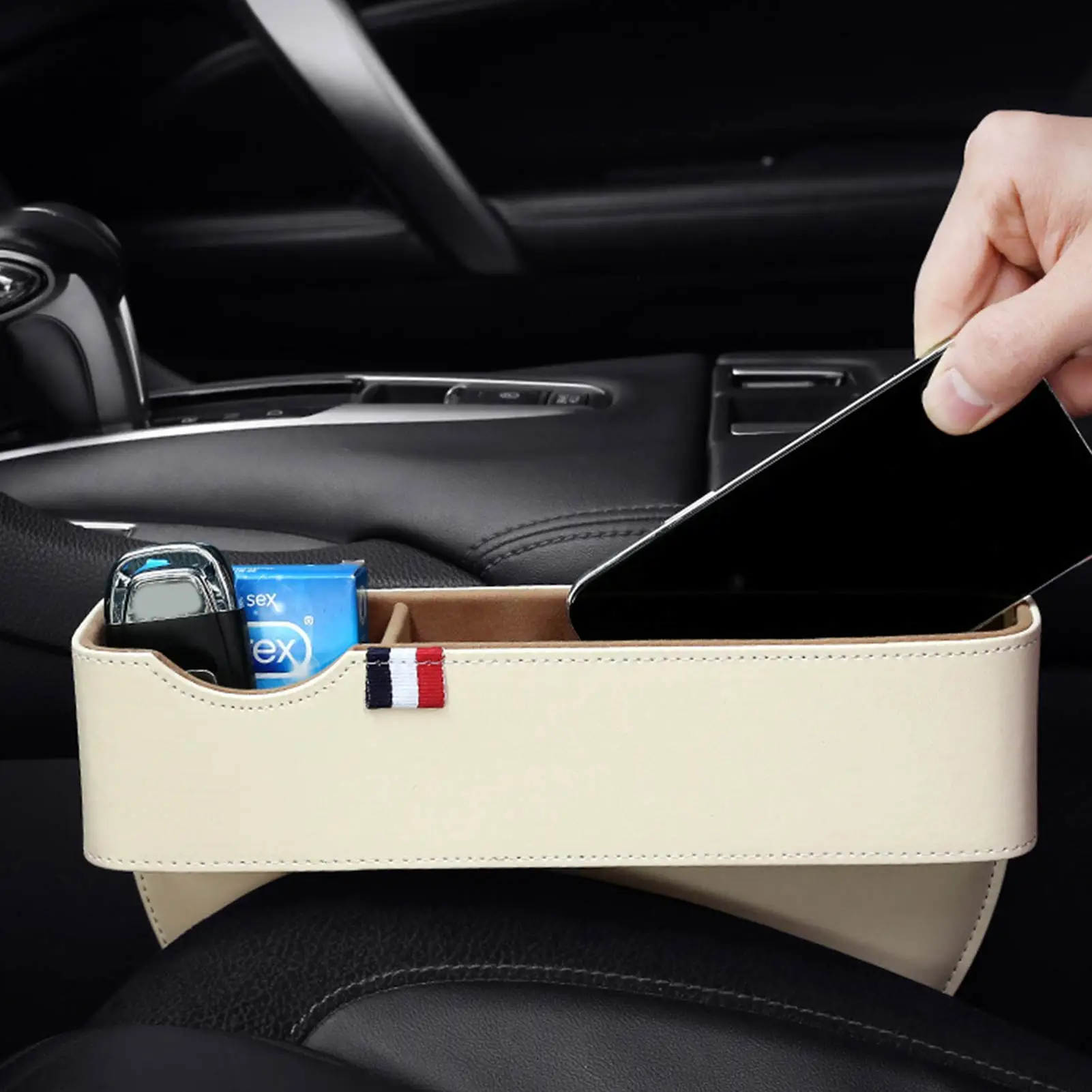 

Universal Car Seat Gap Filler PU Leather Console Organizer Multifunctional Car Seat Pockets Seat Crevice Storage Box For Phones