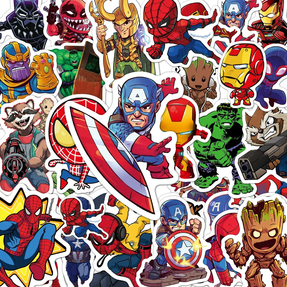 

10/30/50/100pcs Mix Disney Spider Man Hero Stickers for Laptop Car Skateboard Scrapbooking Cool Graffiti Decals Sticker Kids Toy