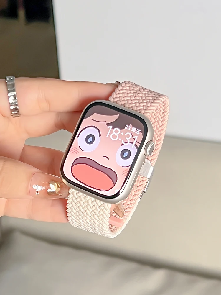 

Ремешок Плетеный Соло для apple watch band 44 мм 45 мм 49 мм 38 мм 42 мм 41 мм 40 мм, эластичный браслет для iwatch Series ultra 8 4 5 6 7 se