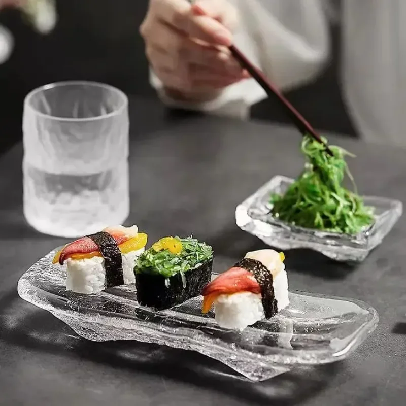 Японский стеклянный сашими доска ледяные речные суши кухонные блюда посуда ужин