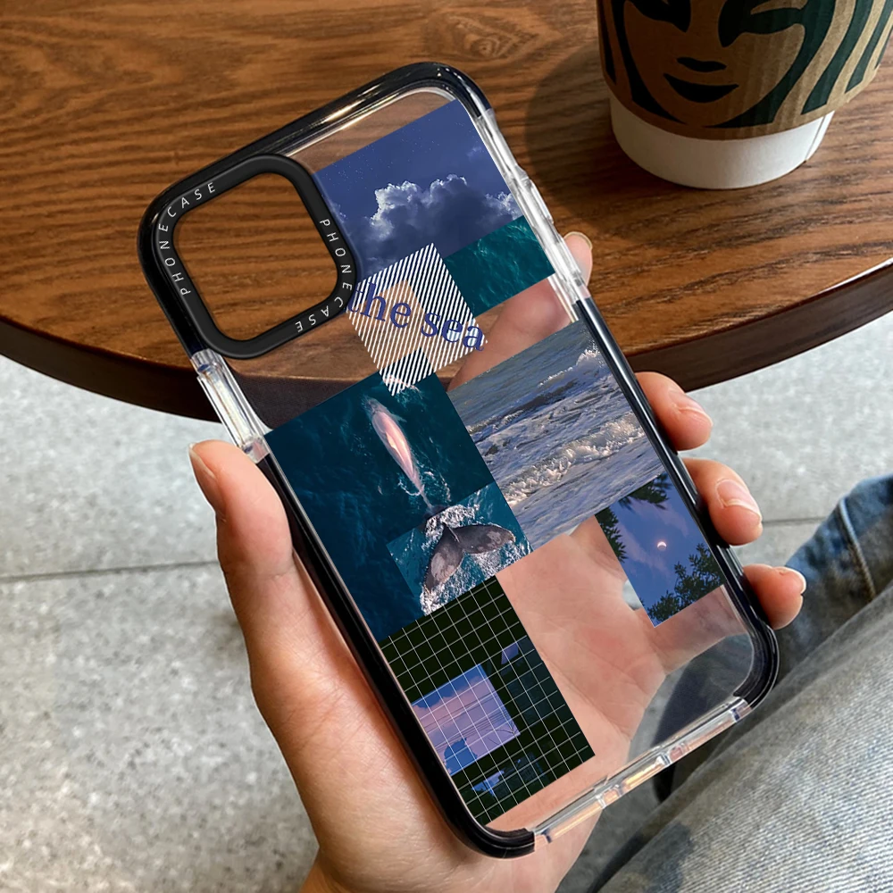 

Landscape Posters Phone Case for iPhone 14ProMax 14Plus 13 12 11 Pro Max Luxury Transparent Color Soft Silicone Back Cover