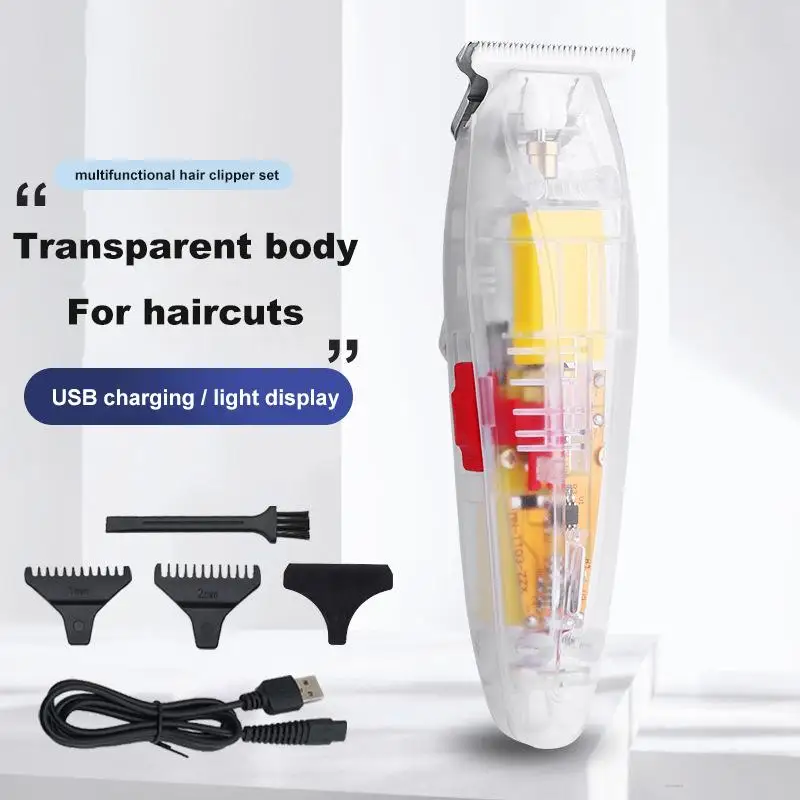 

professional Electric Hair Trimmer Transparent Trimmer Men's Oil Head Hair Clipper Carving Beard Cut Machine Home Hair Clippers