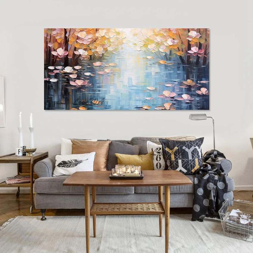 Абстрактные картины маслом для украшения стен спальни искусство ножа поддона