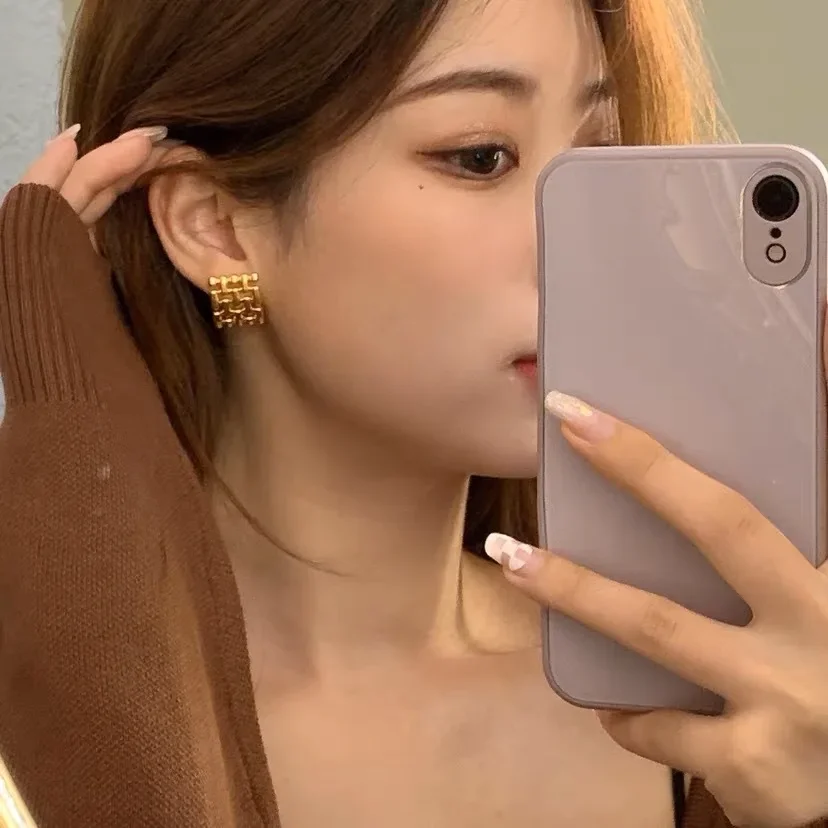 Серебряные западные серьги CHUANGCHENG S925 для женщин с плетеным ремешком узорные