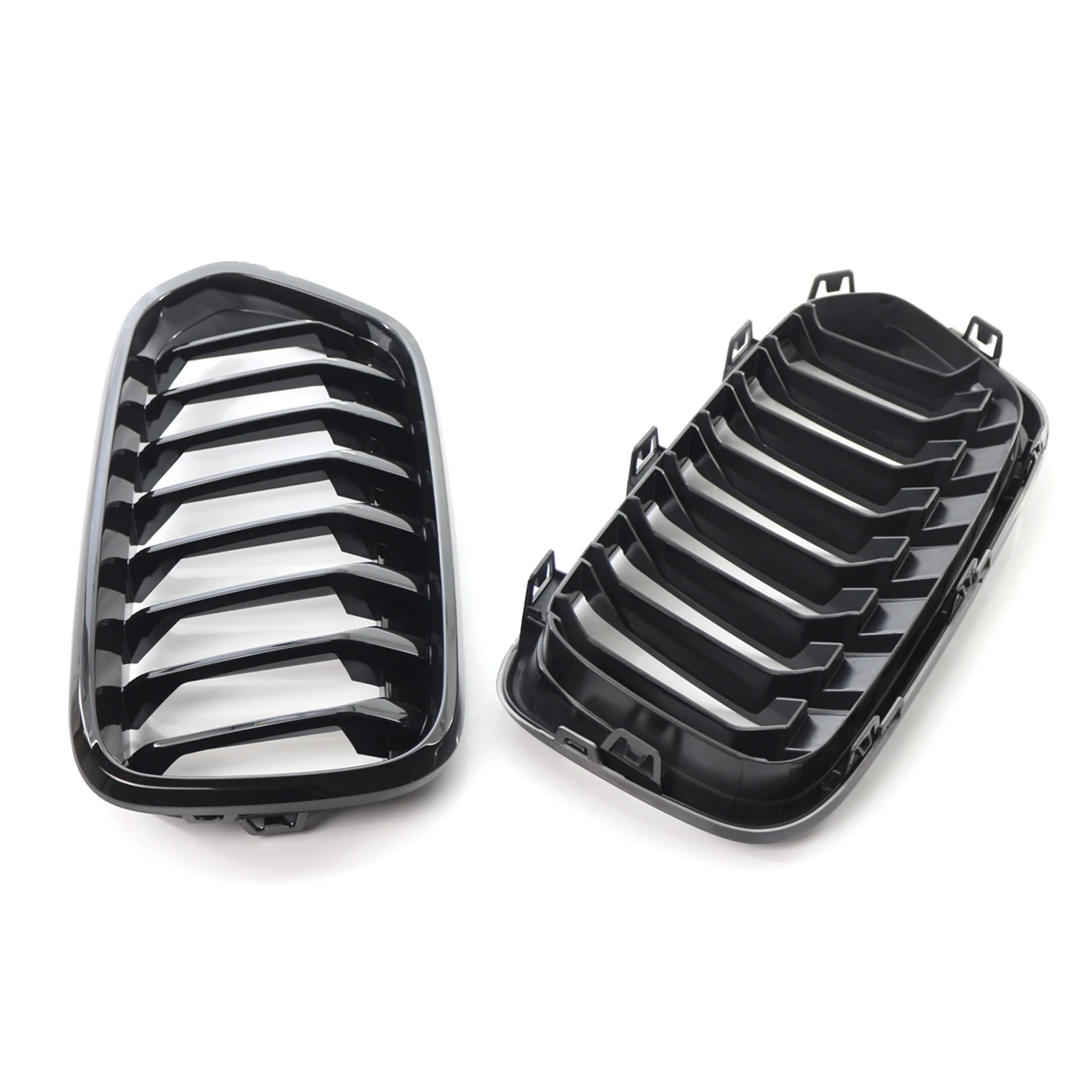 

Black Radiator Kidney Single Slat Grilles Set Pair M Performance Replacement for BM Genuine X2 F39 2455246/7