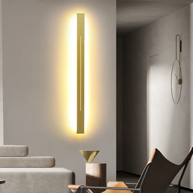 

Black& Gold Simple Long Wall Lamp For Bedroom Living Room Kitchen Balcony Corridor Apartment Villa Home DecorationLighting