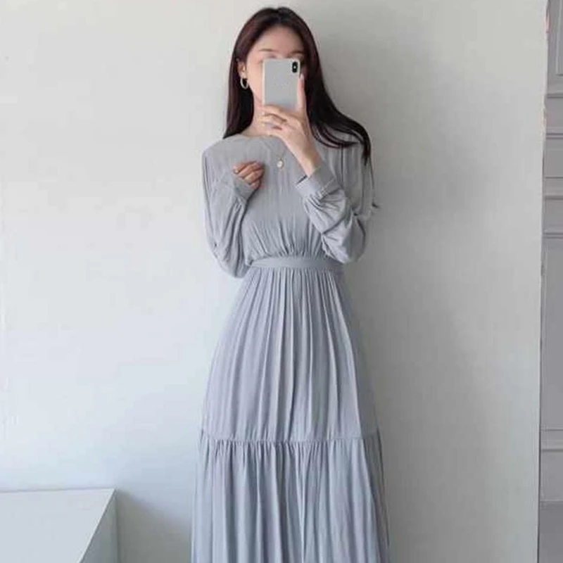 Nomikuma корейское шикарное платье трапециевидной формы женское однотонное с тонкой
